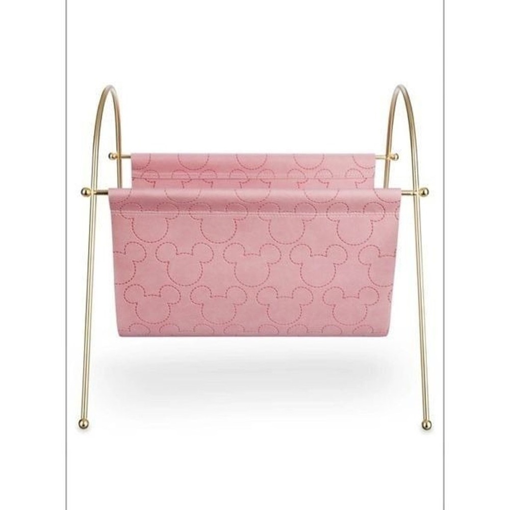 Mickey Disney  file organizer magazine holder gold tone and pink